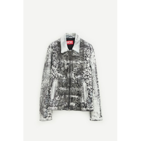 DIESEL BLACK WHITE L PYLON A LEATHER JACKET