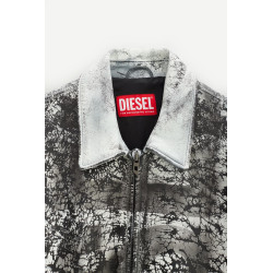 DIESEL BLACK WHITE L PYLON A LEATHER JACKET