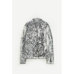 DIESEL BLACK WHITE L PYLON A LEATHER JACKET