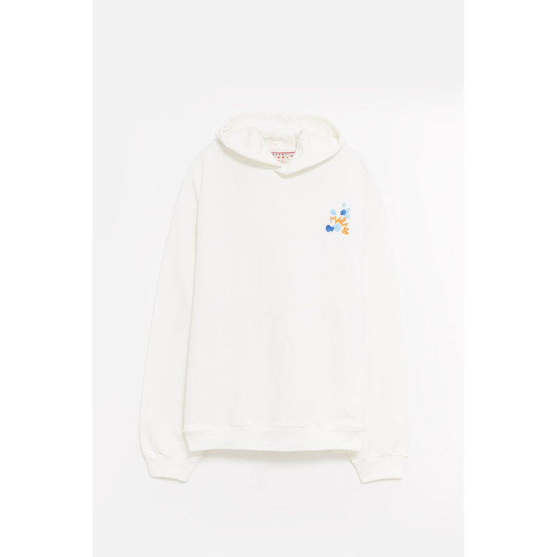 MARNI WHITE DRIPPING FLORAL HOODIE SWEATSHIRT
