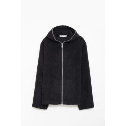OUR LEGACY BLACK HAIRY WOOL FULL ZIP HOODIE CARDIGAN