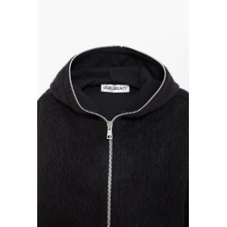OUR LEGACY BLACK HAIRY WOOL FULL ZIP HOODIE CARDIGAN