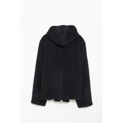 OUR LEGACY BLACK HAIRY WOOL FULL ZIP HOODIE CARDIGAN