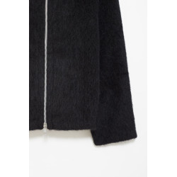 OUR LEGACY BLACK HAIRY WOOL FULL ZIP HOODIE CARDIGAN
