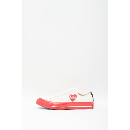 COMME DES GARCONS PLAY CONVERSE WHITE P1K123 CHUCK TAYLOR 70 LOW SNEAKERS