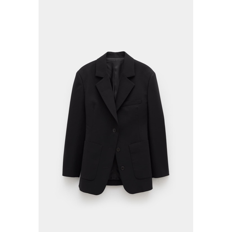 LANVIN BLACK WAISTED SINGLE BREASTED JACKET