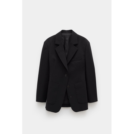 LANVIN BLACK WAISTED SINGLE BREASTED JACKET