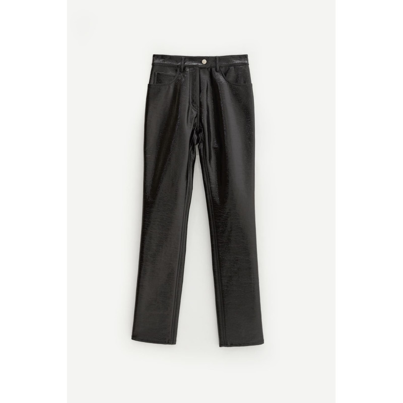 COURREGES BLACK REEDITION 5 POCKET VINYL PANTS