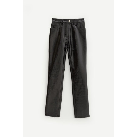 COURREGES BLACK REEDITION 5 POCKET VINYL PANTS
