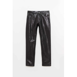 COURREGES BLACK REEDITION 5 POCKET VINYL PANTS