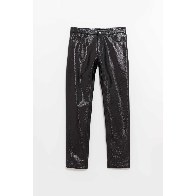 COURREGES BLACK REEDITION 5 POCKET VINYL PANTS