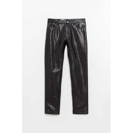 COURREGES BLACK REEDITION 5 POCKET VINYL PANTS