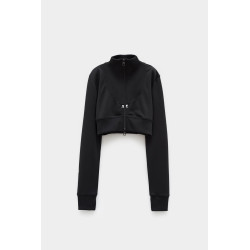 COURREGES BLACK MAXI RIB TRACKSUIT CROPPED JACKET