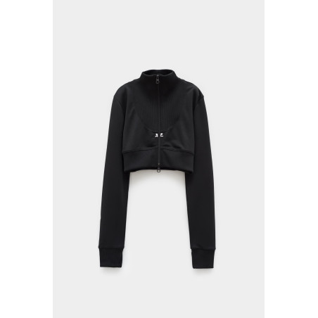 COURREGES BLACK MAXI RIB TRACKSUIT CROPPED JACKET