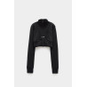 COURREGES BLACK MAXI RIB TRACKSUIT CROPPED JACKET
