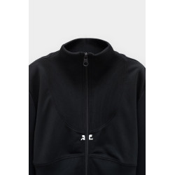 COURREGES BLACK MAXI RIB TRACKSUIT CROPPED JACKET
