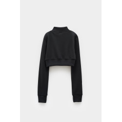 COURREGES BLACK MAXI RIB TRACKSUIT CROPPED JACKET