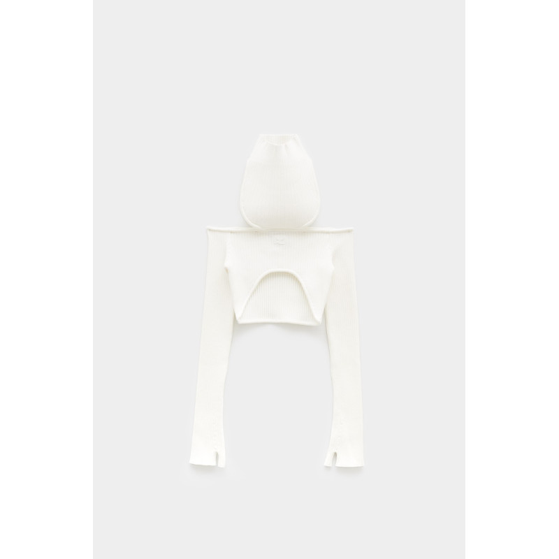 COURREGES HERITAGE WHITE RIB KNIT HOLLISTIC BRA