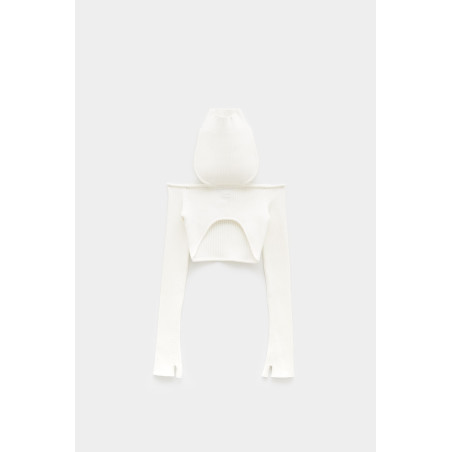 COURREGES HERITAGE WHITE RIB KNIT HOLLISTIC BRA