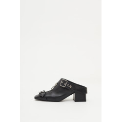 COURREGES BLACK GOGO LEATHER MULES