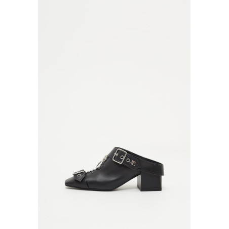 COURREGES BLACK GOGO LEATHER MULES