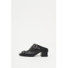 COURREGES BLACK GOGO LEATHER MULES