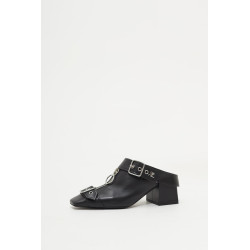 COURREGES BLACK GOGO LEATHER MULES