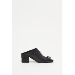 COURREGES BLACK GOGO LEATHER MULES