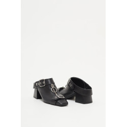 COURREGES BLACK GOGO LEATHER MULES
