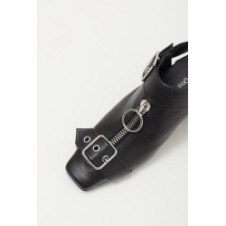 COURREGES BLACK GOGO LEATHER MULES