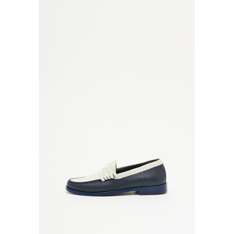 RHUDE NAVY WHITE SLIP ON LOAFER