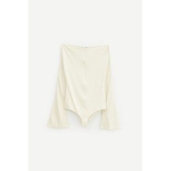 COURREGES NATURAL DROP ZIPPED CREPE JERSEY BODYSUIT