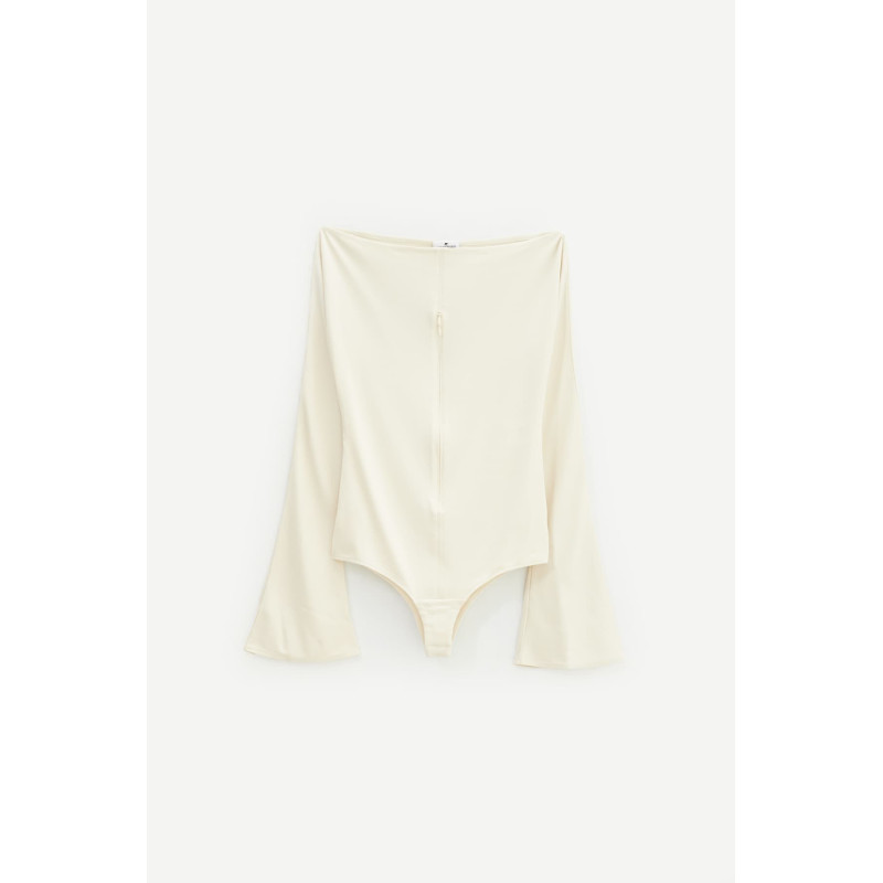 COURREGES NATURAL DROP ZIPPED CREPE JERSEY BODYSUIT