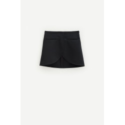 COURREGES BLACK ELLIPSE TWILL MINI SKIRT
