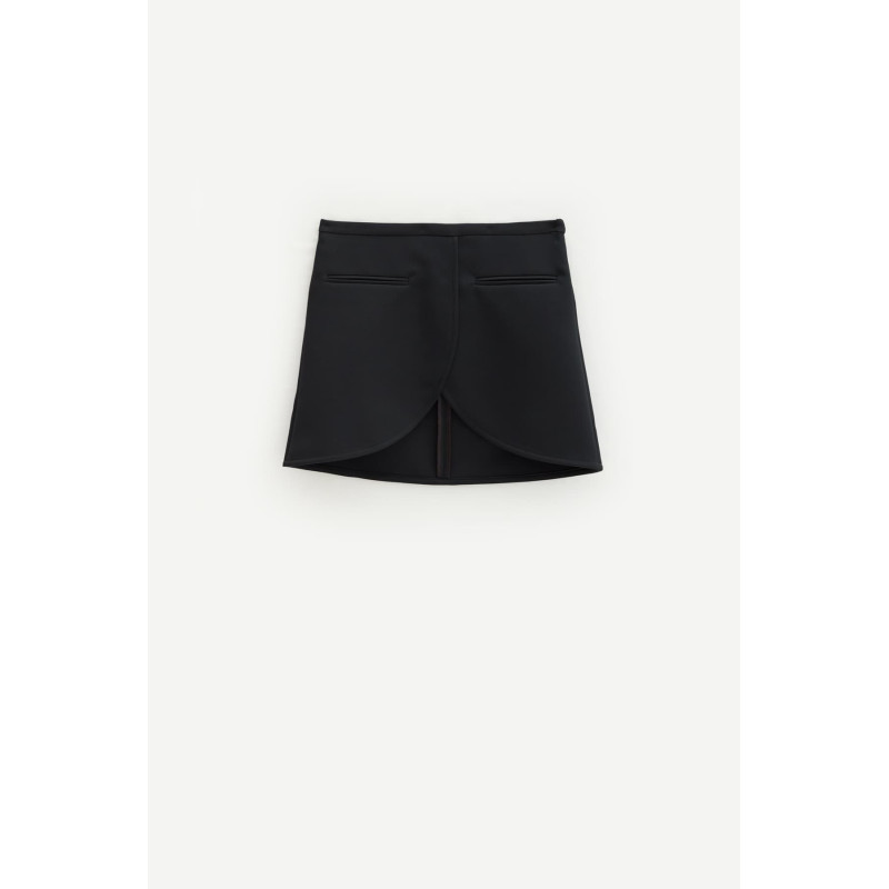 COURREGES BLACK ELLIPSE TWILL MINI SKIRT