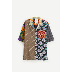 MARINE SERRE MULTI REGENERATED SILK SCARVES BOWLING SHIRT